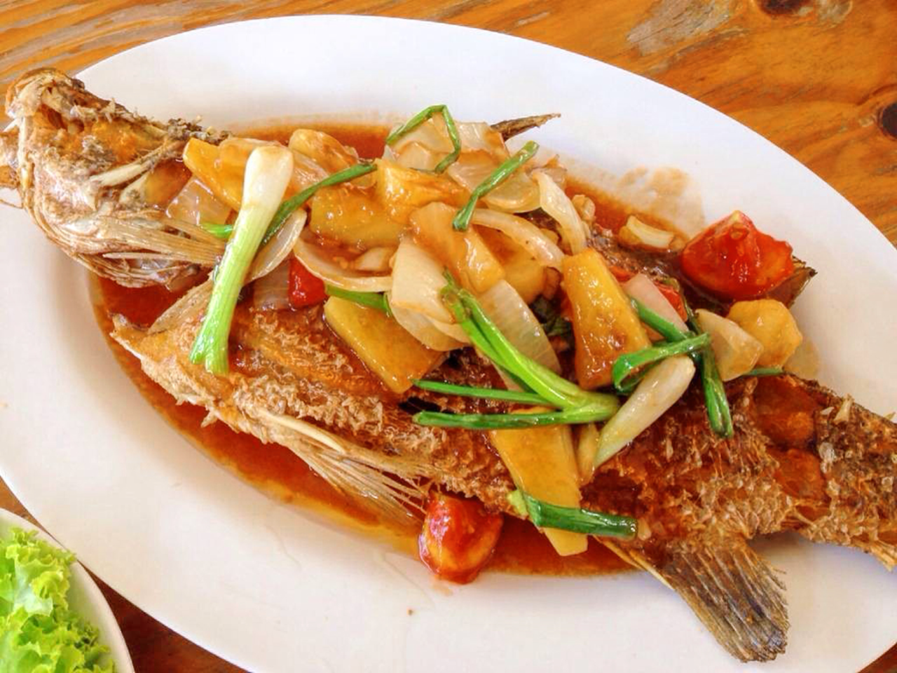 Deep-Fried fish “white sea bass” with sweet and sour sauce
